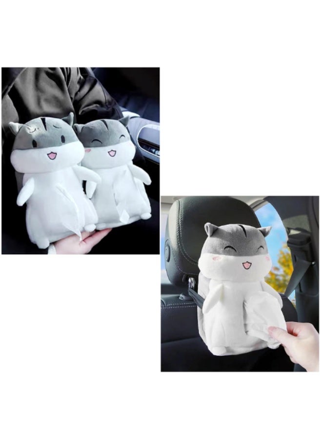 Arabest Soft Plush Tissue Holder Hanging Pouch Cute Cartoon Animals Paper Storage Tissue Tray Container Cover for Car, Home, Smiling Hamster - Image 4